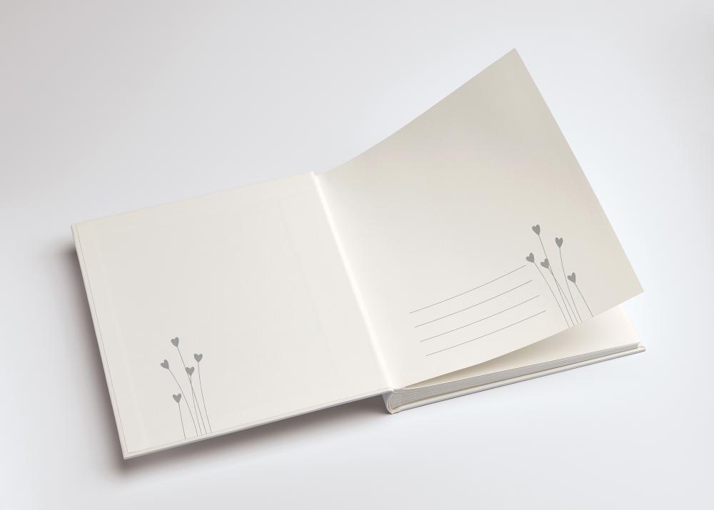 Cœur Album de mariage Blanc - 28x30,5 cm (50 pages blanches / 25 feuilles)