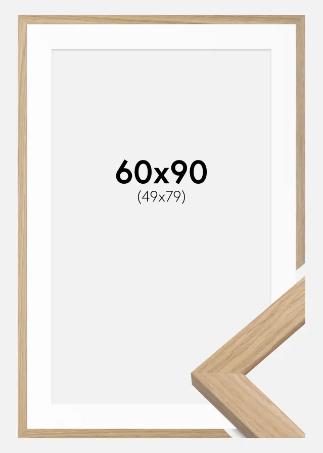 Cadre Oak Wood 60x90 cm - Passe-partout Blanc 50x80 cm