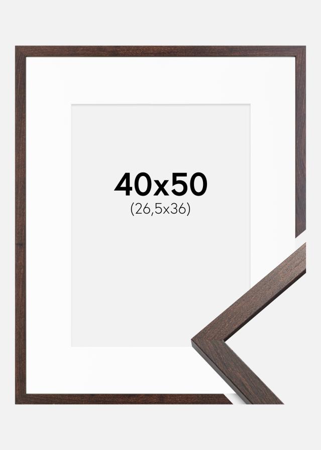 Cadre Trendy Noyer 40x50 cm - Passe-partout Blanc 27,5x37 cm