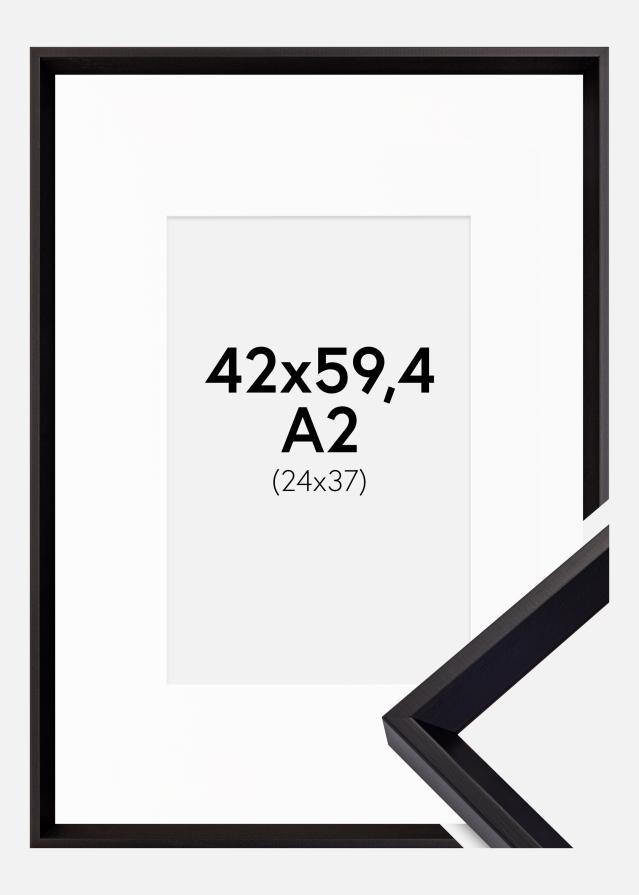 Cadre Globe Noir 42x59,4 cm (A2) - Passe-partout Blanc 25x38 cm