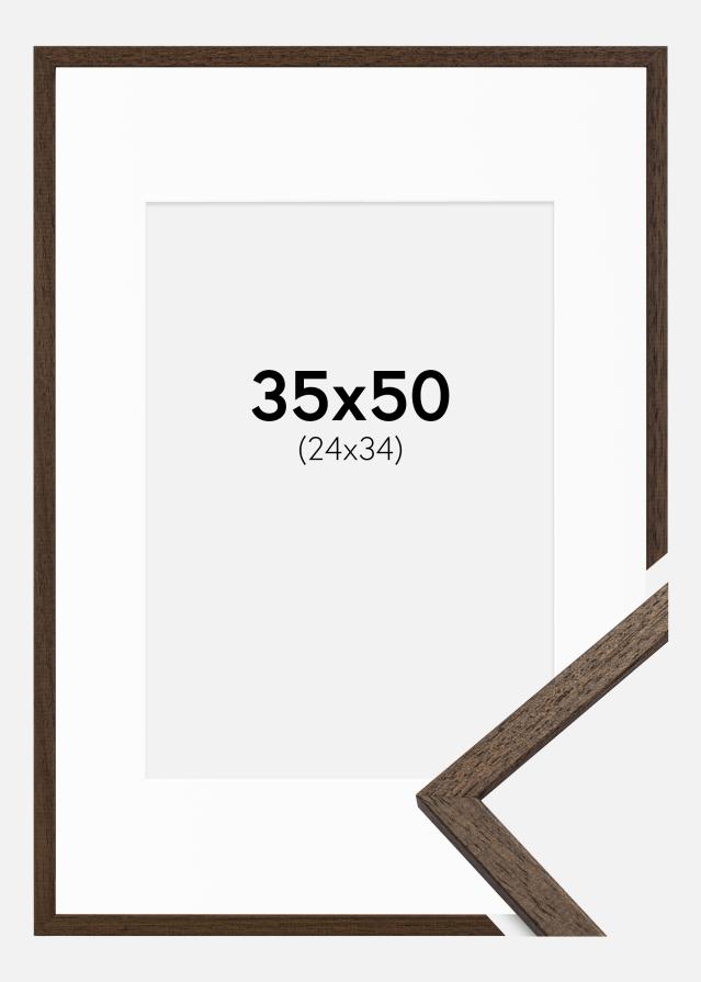 Cadre Edsbyn Noyer 35x50 cm - Passe-partout Blanc 25x35 cm