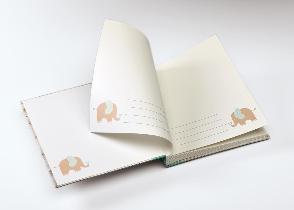 Welcome Album bébé Vert - 28x30,5 cm (50 pages blanches / 25 feuilles)
