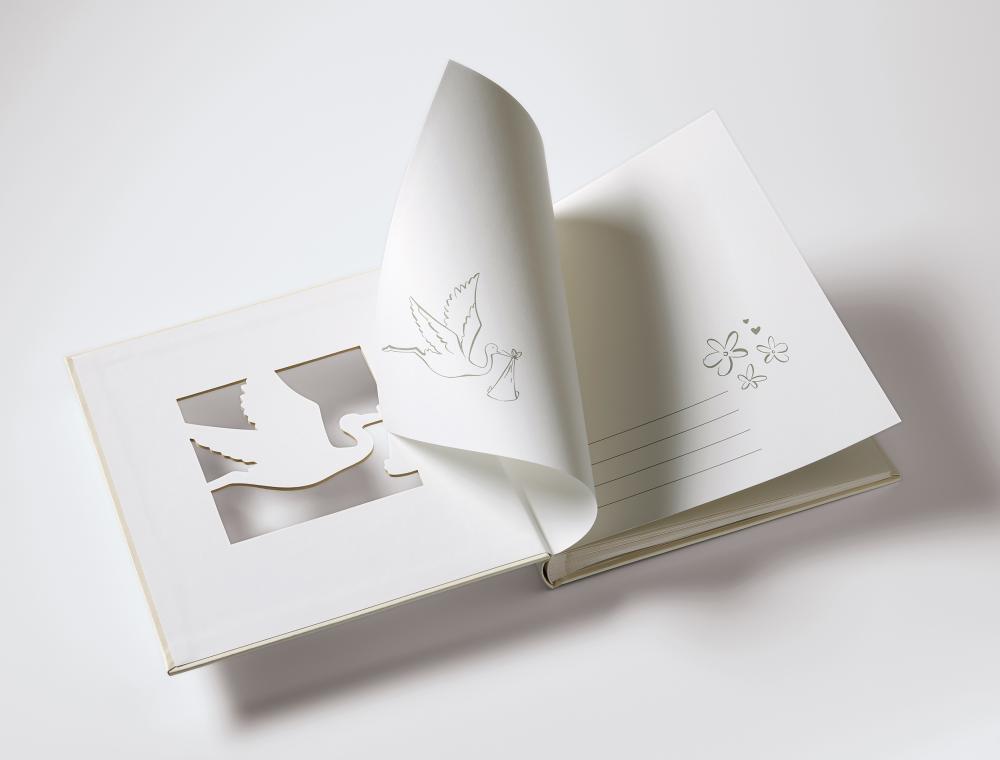 Cicogna Album bébé Blanc - 28x30,5 cm (50 pages blanches / 25 feuilles)