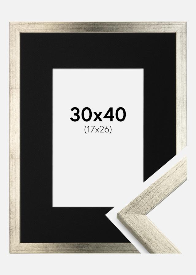 Cadre Stilren Argent 30x40 cm - Passe-partout Noir 18x27 cm