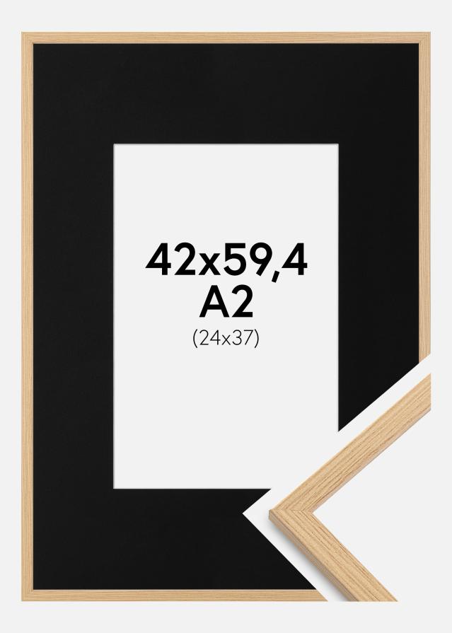 Cadre Galant Chêne 42x59,4 cm (A2) - Passe-partout Noir 25x38 cm