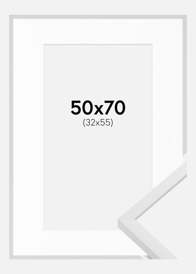 Cadre E-Line Blanc 50x70 cm - Passe-partout Blanc 33x56 cm