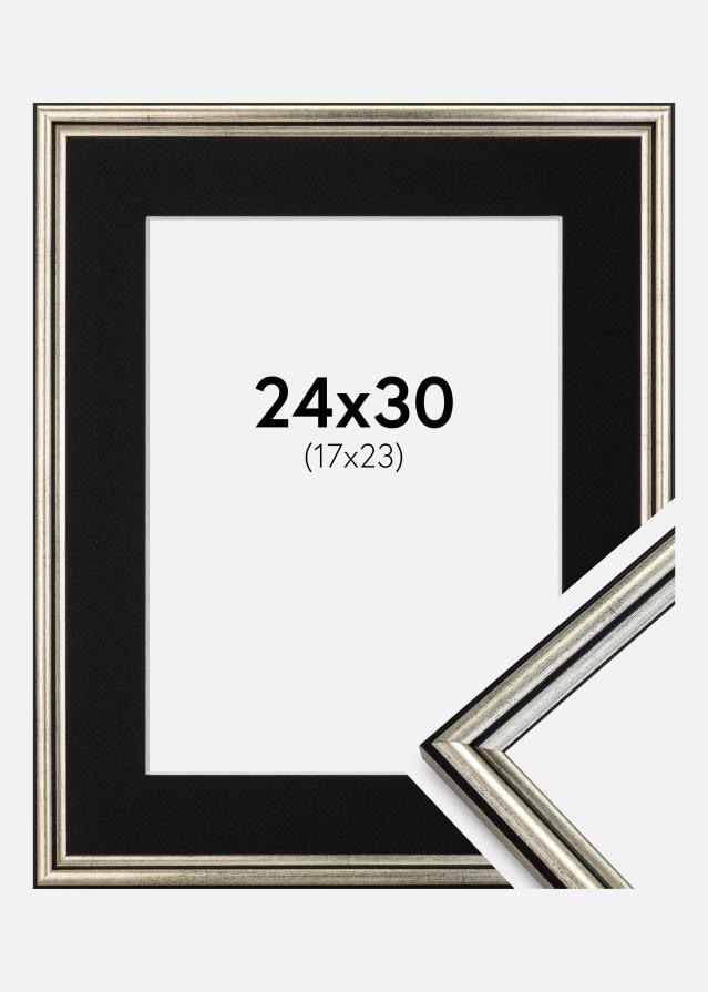 Cadre Horndal Argent 24x30 cm - Passe-partout Noir 18x24 cm