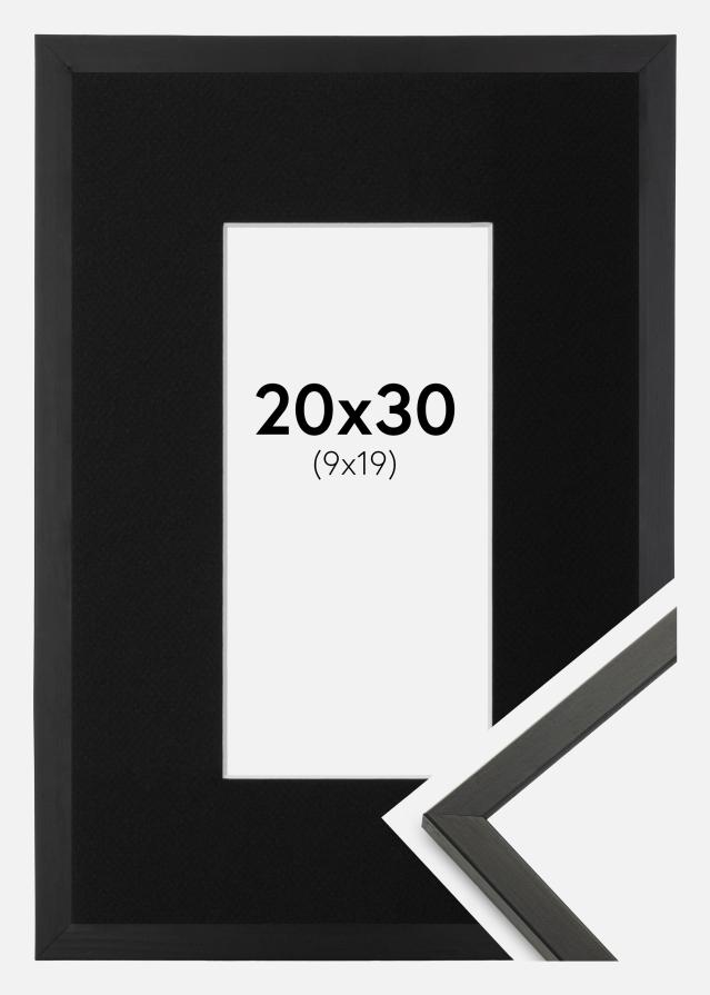 Cadre Galant Noir 20x30 cm - Passe-partout Noir 10x20 cm