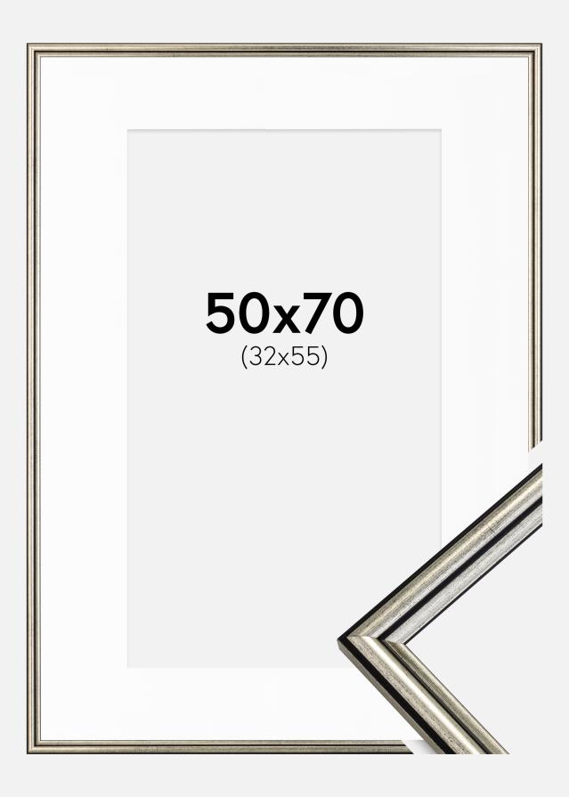 Cadre Horndal Argent 50x70 cm - Passe-partout Blanc 33x56 cm