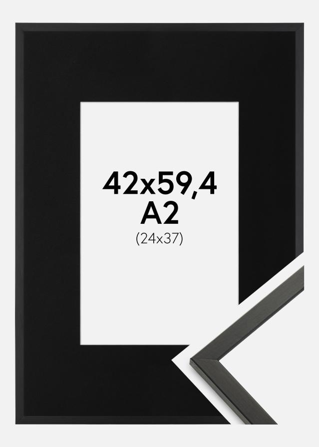 Cadre Galant Noir 42x59,4 cm (A2) - Passe-partout Noir 25x38 cm