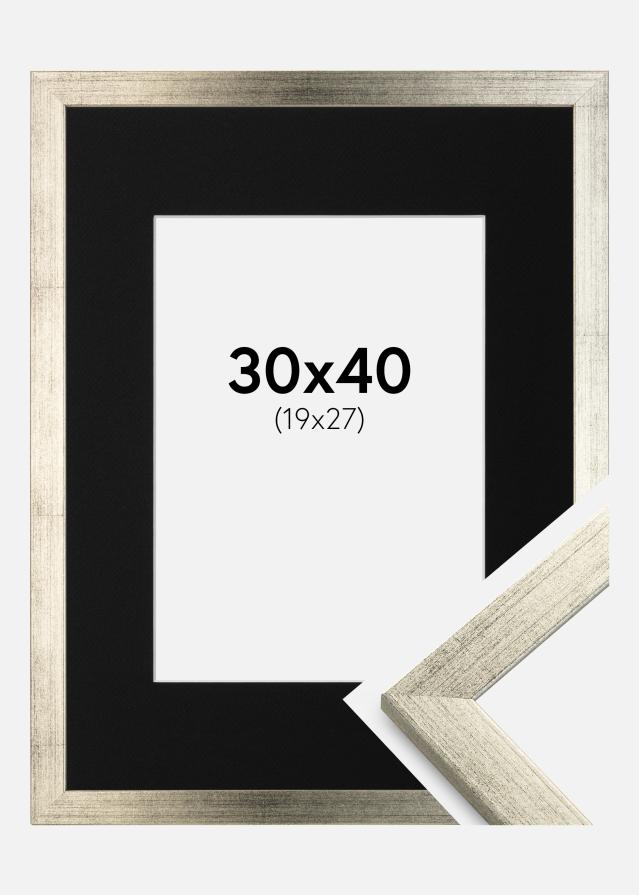 Cadre Stilren Argent 30x40 cm - Passe-partout Noir 20x28 cm