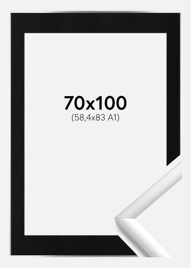Cadre New Lifestyle Argent 70x100 cm - Passe-partout Noir 59,4x84 cm (A1)