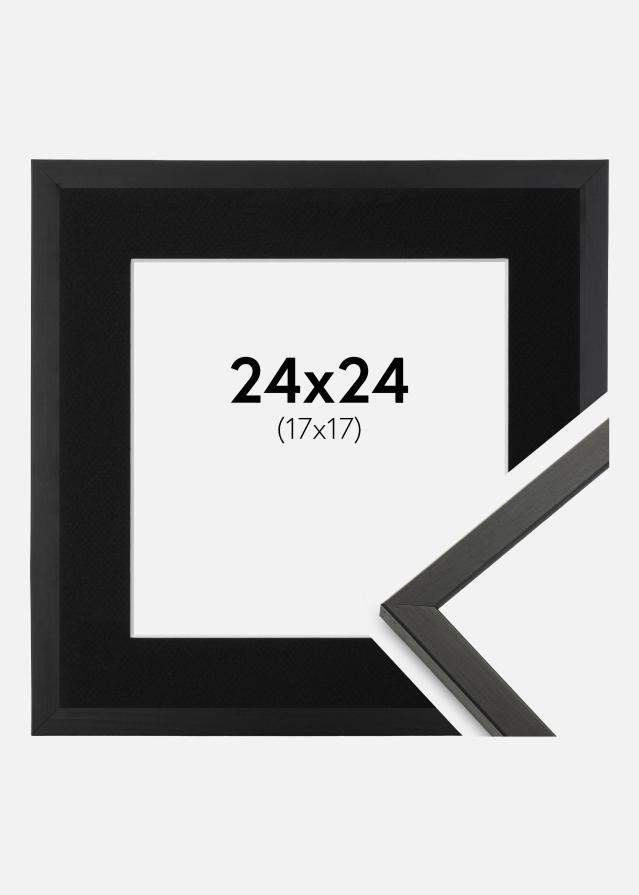 Cadre Galant Noir 24x24 cm - Passe-partout Noir 18x18 cm