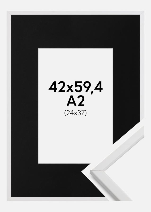 Cadre Galant Blanc 42x59,4 cm (A2) - Passe-partout Noir 25x38 cm
