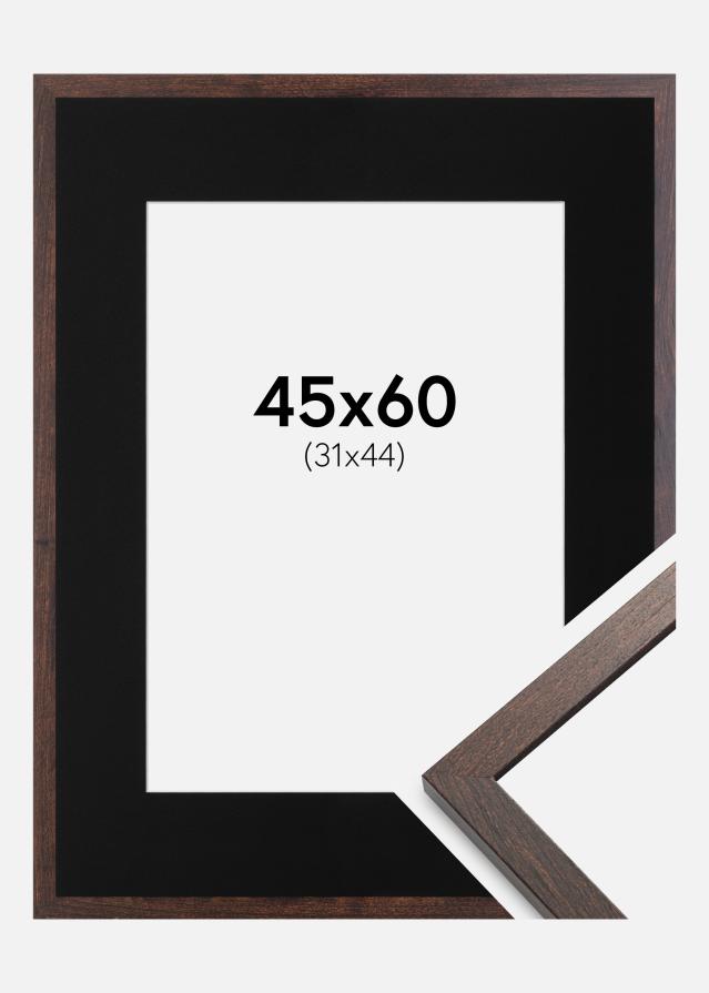 Cadre Trendy Noyer 45x60 cm - Passe-partout Noir 32x45 cm