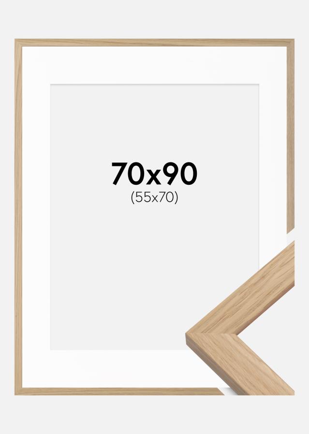Cadre Oak Wood 70x90 cm - Passe-partout Blanc 56x71 cm