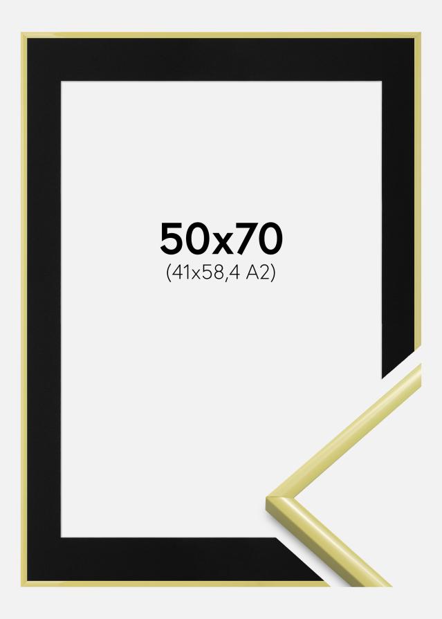 Cadre New Lifestyle Jaune clair 50x70 cm - Passe-partout Noir 42x59,4 cm