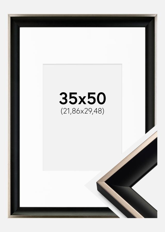Cadre Öjaren Noir-Argent 35x50 cm - Passe-partout Blanc 9x12 inches