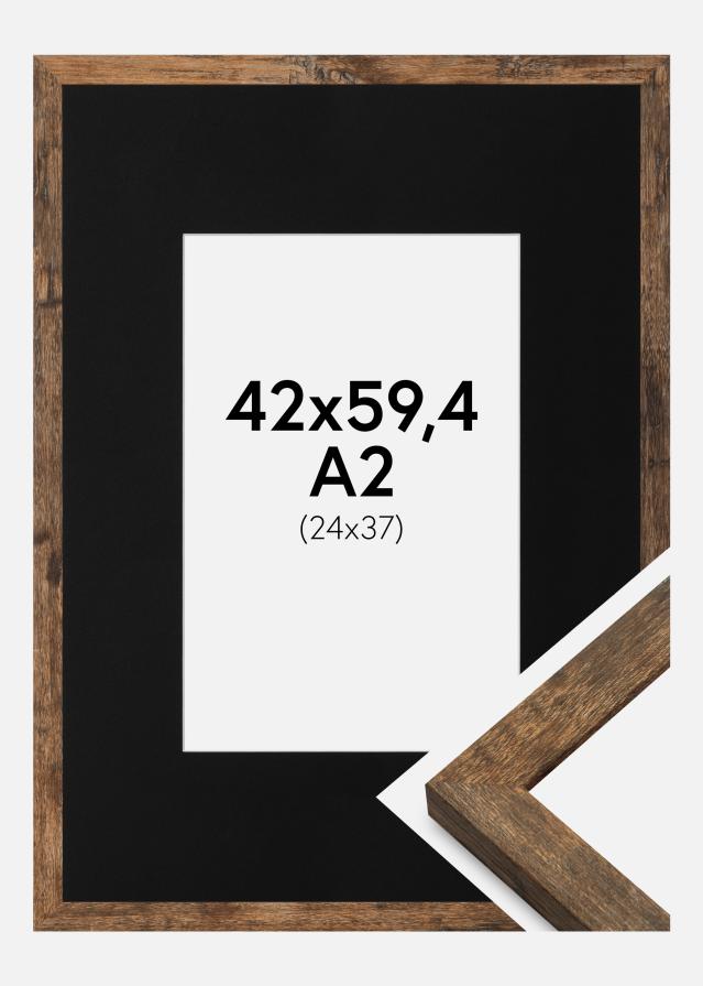 Cadre Fiorito Washed Oak 42x59,4 cm (A2) - Passe-partout Noir 25x38 cm