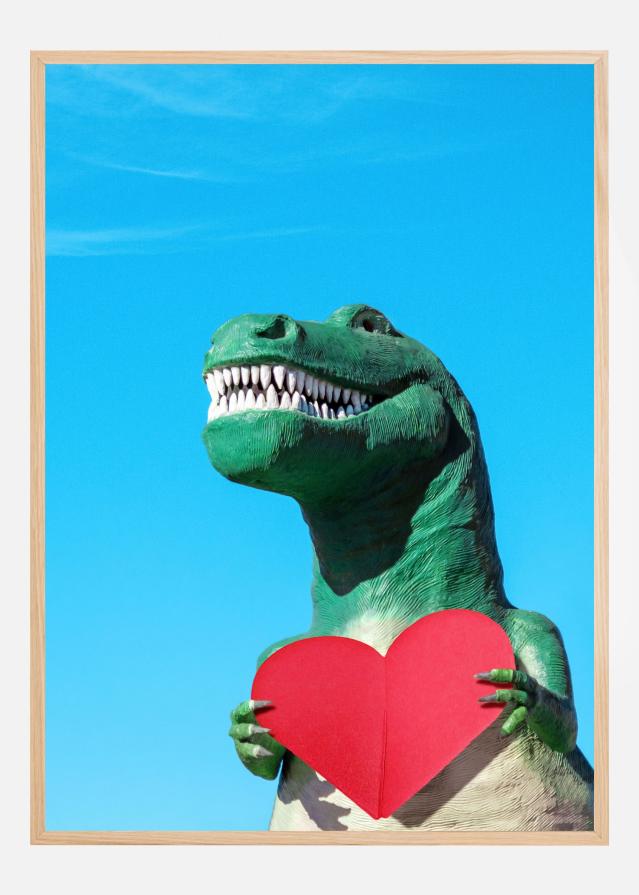 Tyrannosaurus Rex with a Red Paper Heart Poster