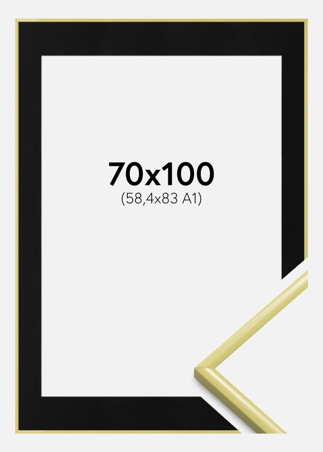 Cadre New Lifestyle Jaune clair 70x100 cm - Passe-partout Noir 59,4x84 cm