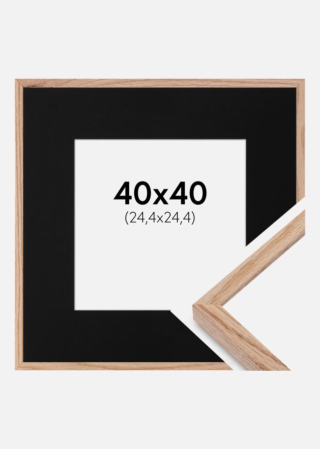 Cadre E-Line Chêne 40x40 cm - Passe-partout Noir 10x10 pouces