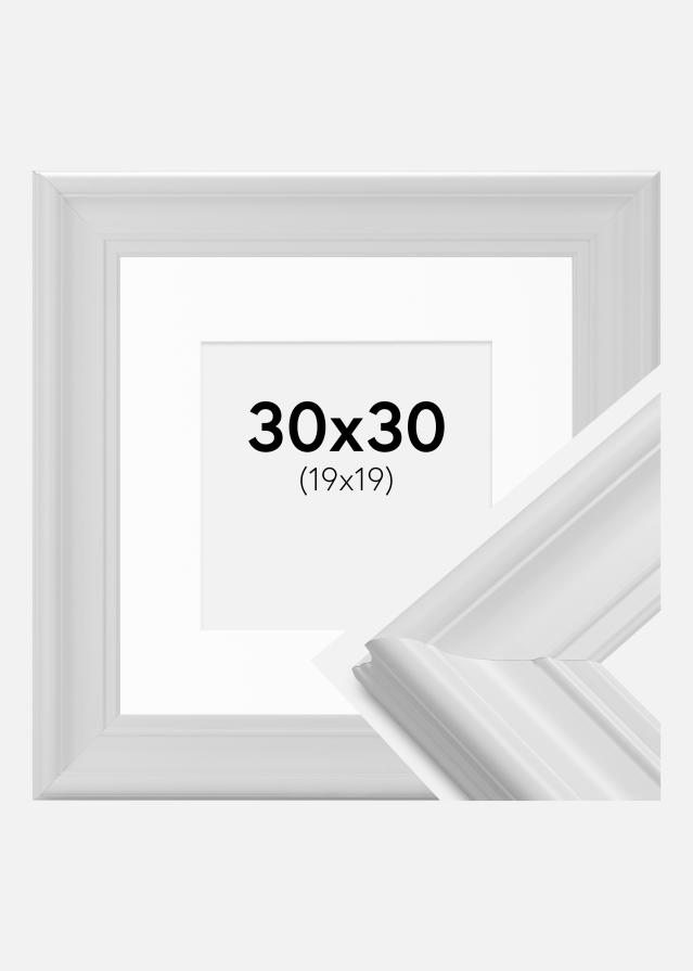 Cadre Mora Premium Blanc 30x30 cm - Passe-partout Blanc 20x20 cm