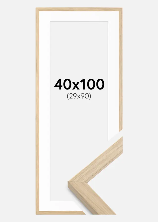 Cadre Grimsåker Chêne 40x100 cm - Passe-partout Blanc 30x91 cm