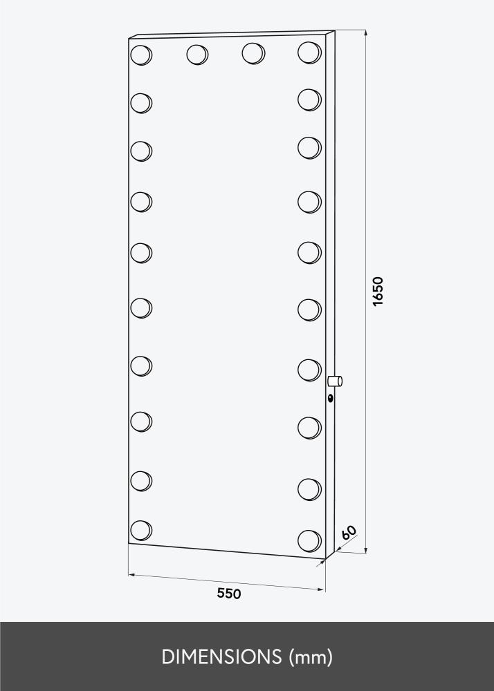 KAILA Miroir Tall LED Argent 55x165 cm