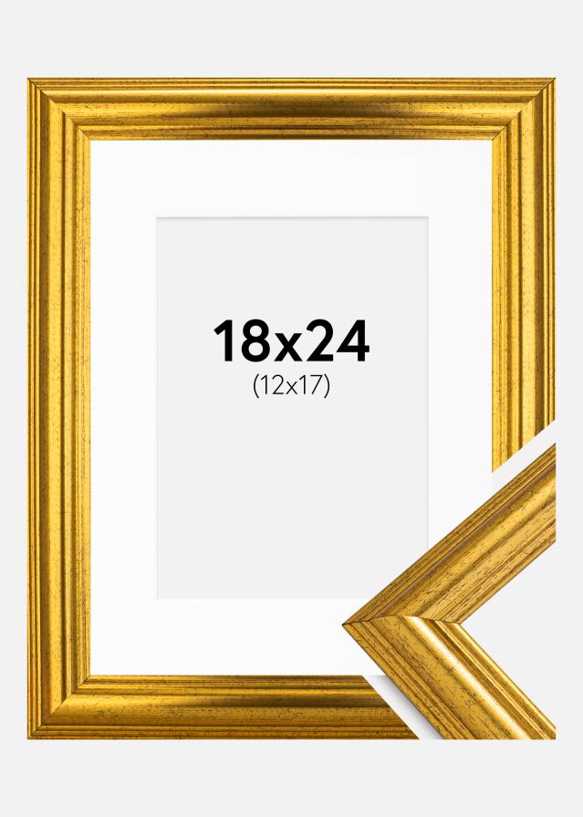 Cadre Västkusten Or 18x24 cm - Passe-partout Blanc 13x18 cm