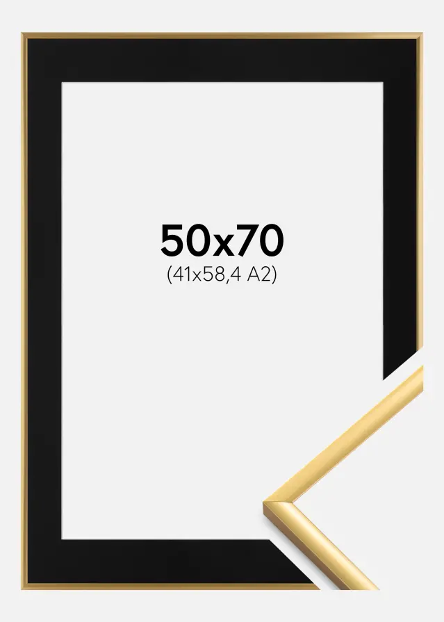 Cadre New Lifestyle Shiny Gold 50x70 cm - Passe-partout Noir 42x59,4 cm (A2)