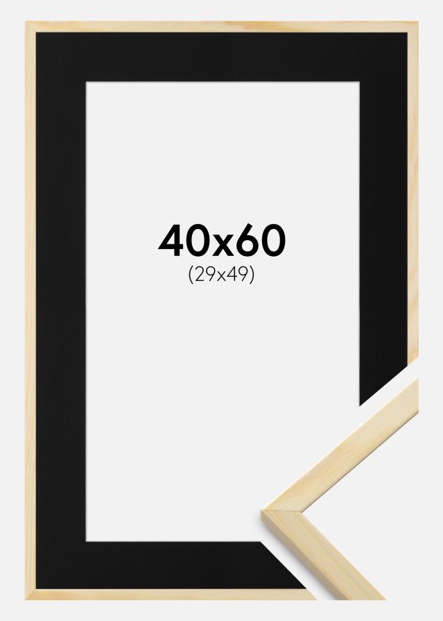 Cadre Galant Pin 40x60 cm - Passe-partout Noir 30x50 cm