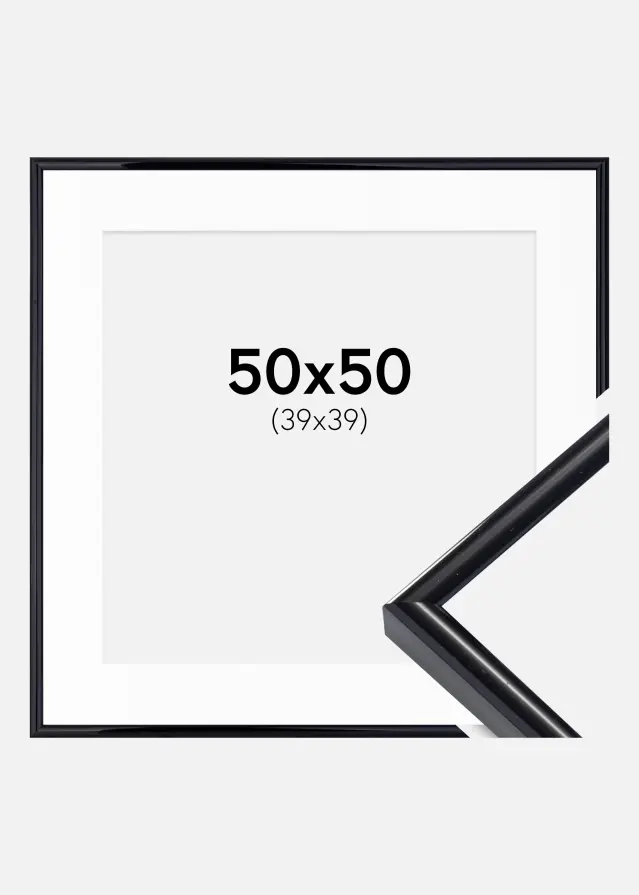 Cadre Victoria Noir 50x50 cm - Passe-partout Blanc 40x40 cm