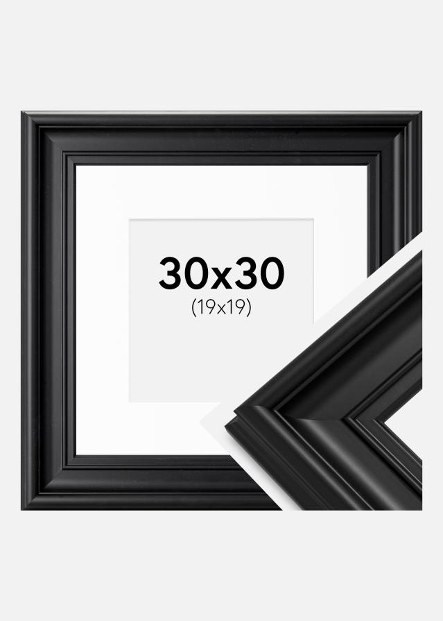 Cadre Mora Premium Noir 30x30 cm - Passe-partout Blanc 20x20 cm