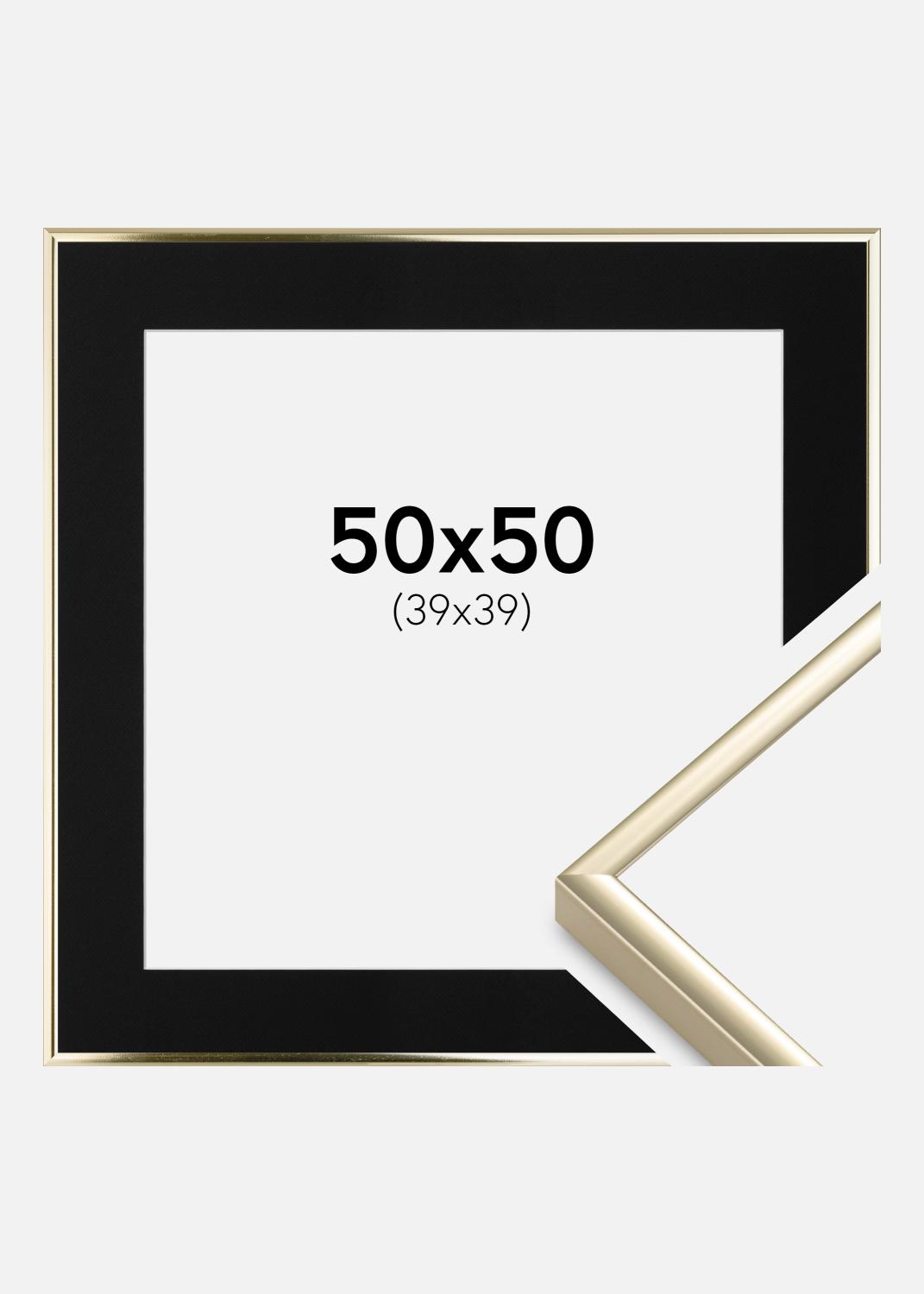Product Image for Cadre Aluminium Brillant Or 50x50 cm - Passe-partout Noir 40x40 cm
