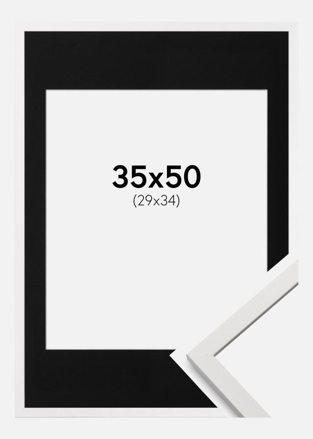 Cadre Edsbyn Blanc 35x50 cm - Passe-partout Noir 30x35 cm