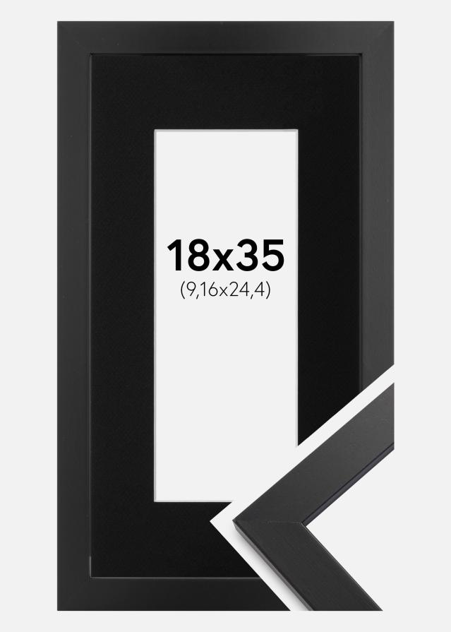 Cadre Black Wood 18x35 cm - Passe-partout Noir 4x10 pouces