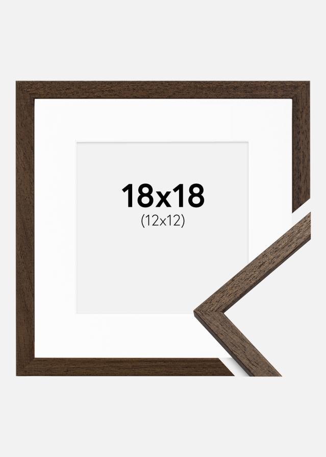 Cadre Edsbyn Noyer 18x18 cm - Passe-partout Blanc 13x13 cm