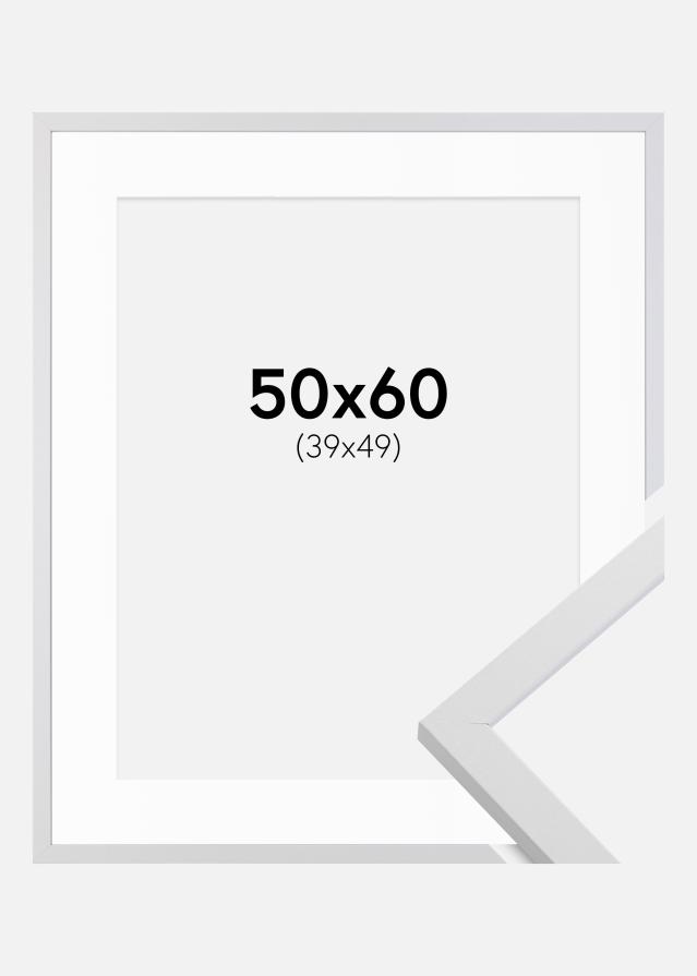 Cadre Trendy Blanc 50x60 cm - Passe-partout Blanc 40x50 cm
