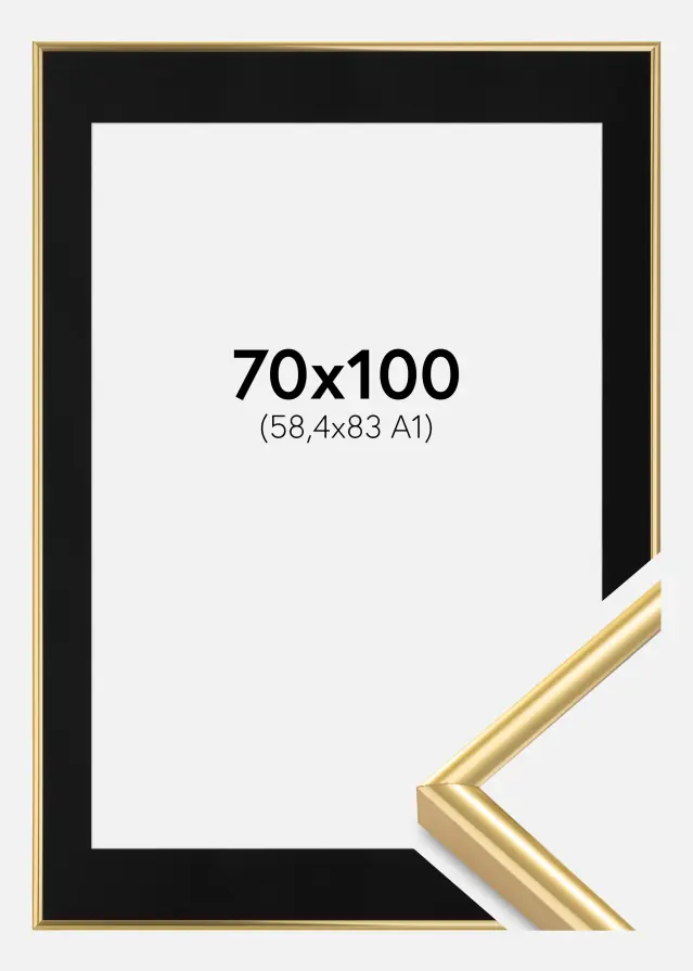 Cadre Victoria Or 70x100 cm - Passe-partout Noir 24x36 pouces