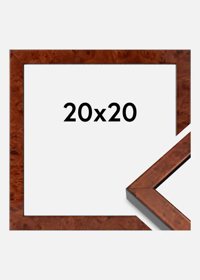 Cadre Hermes Verre acrylique Burr Walnut 20x20 cm