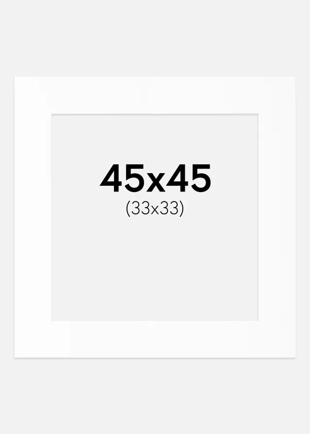 Passe-partout Blanc Standard (noyau blanc) 45x45 cm (33x33)
