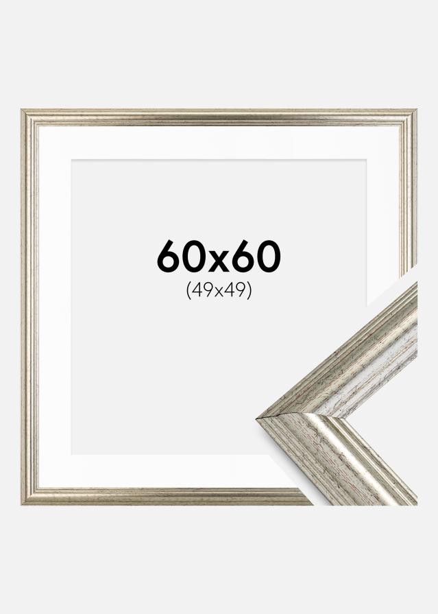 Cadre Västkusten Argent 60x60 cm - Passe-partout Blanc 50x50 cm