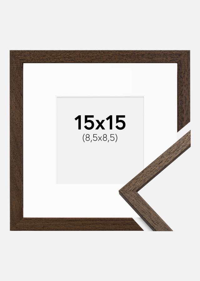 Cadre Edsbyn Noyer 15x15 cm - Passe-partout Blanc 9x9 cm