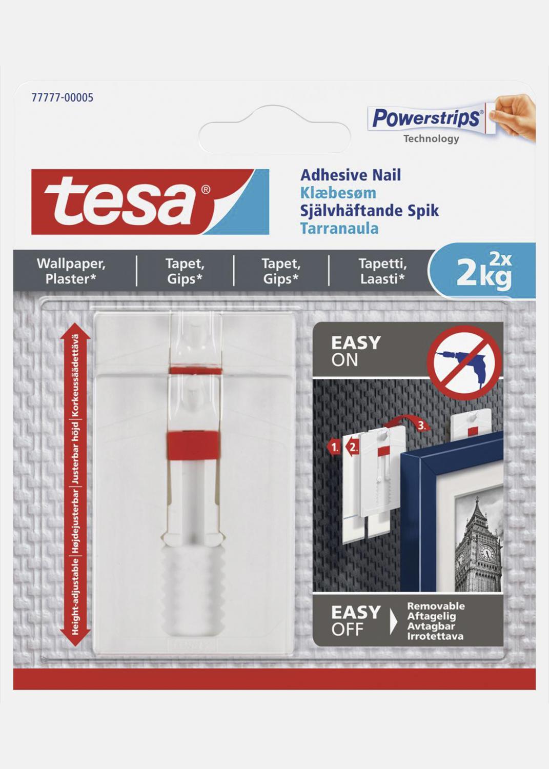 Product Image for Tesa - Clou autocollant réglable pour tous types de murs (max 2x2kg)