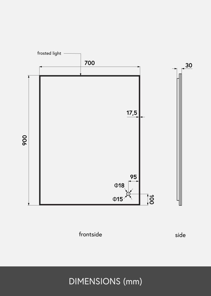 KAILA Miroir Corners II LED 70x90 cm