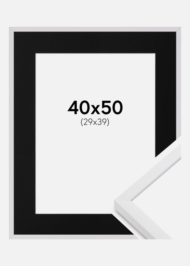 Cadre E-Line Blanc 40x50 cm - Passe-partout Noir 30x40 cm