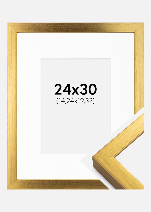 Cadre Falun Or 24x30 cm - Passe-partout Blanc 6x8 inches
