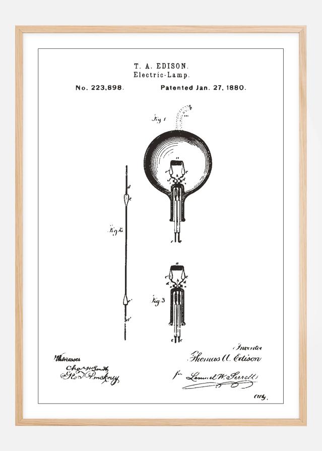 Dessin de brevet - Ampoule à incandescence B - Blanc Poster