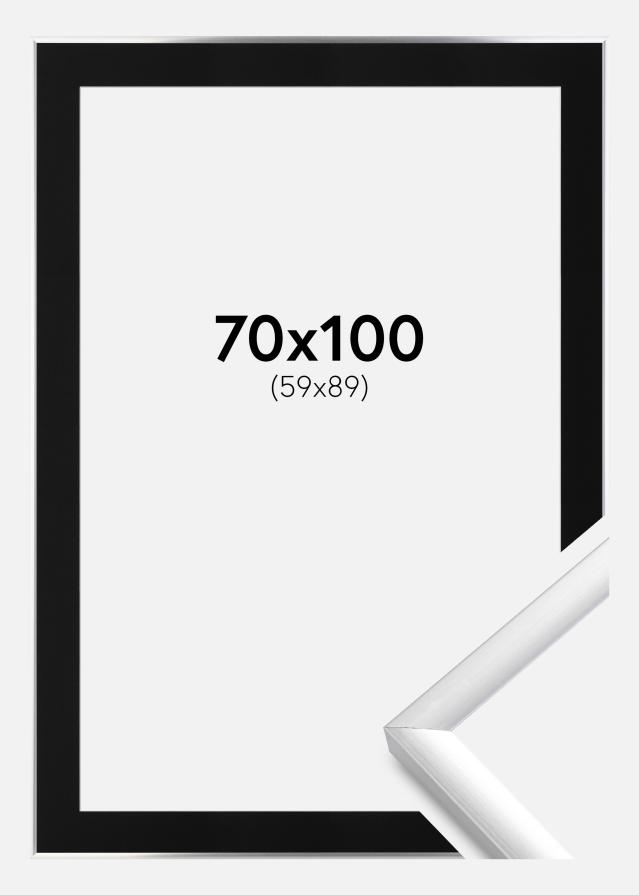 Cadre New Lifestyle Argent 70x100 cm - Passe-partout Noir 60x90 cm